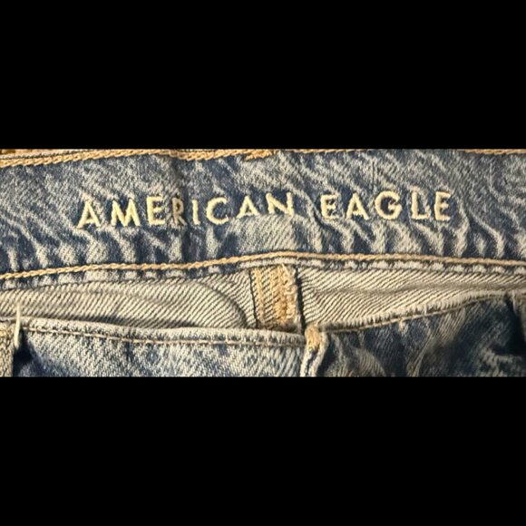 American Eagle Jeans Womens sz.16S Super High Rise Baggy Wide Leg Distressed Hem - Picture 2 of 6